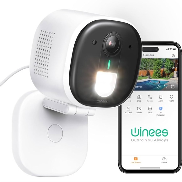 Other - winees Security Cameras Outdoor, Wired 2K Wi-Fi Cameras for Home Security, 2.4G